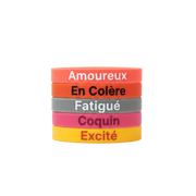 Pack Intégral My Mood : bracelets silicone aux couleurs et messages d’humeur variés